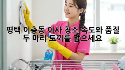 평택 이충동 이사 청소? 속도와 품질, 두 마리 토끼를 잡으세요!